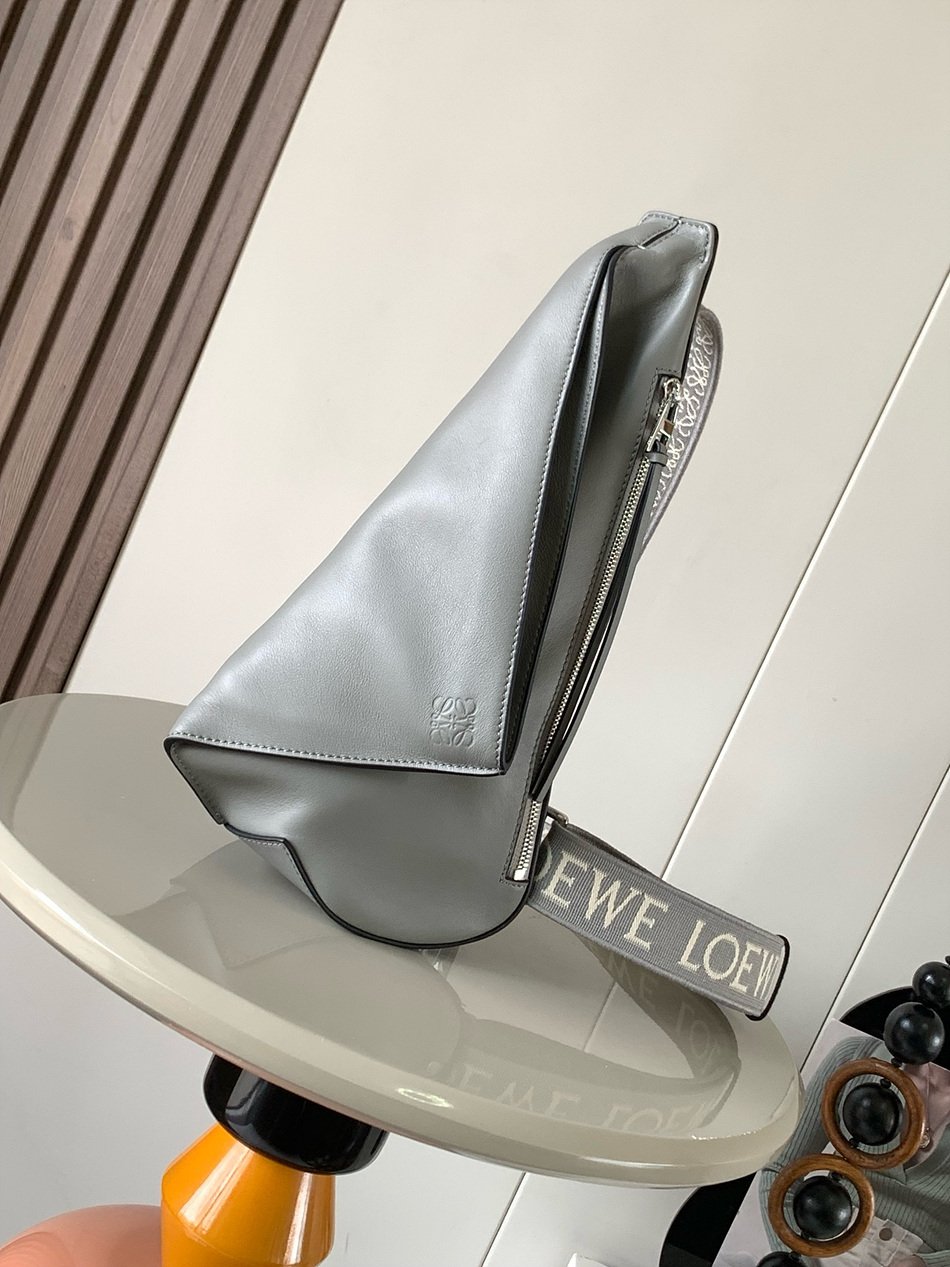 LOEWE Soft and smooth cow leather and jacquard Anton Sling handbag B511A