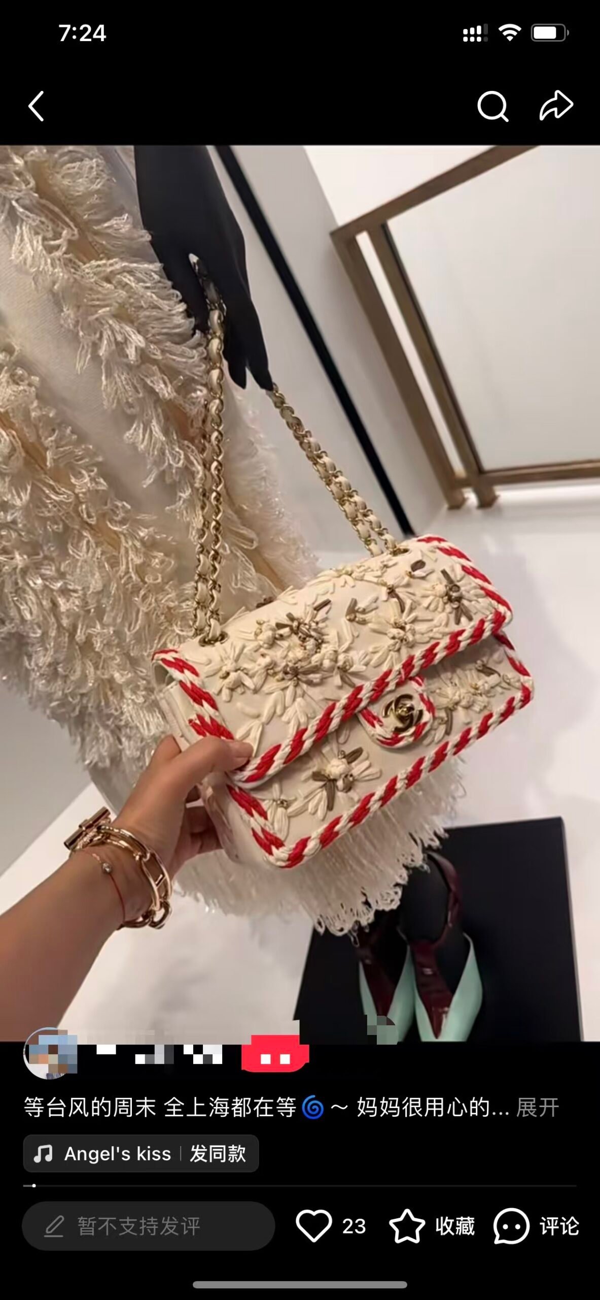 独家出🛡️货CHANEL🚩🚩🚩 26K 𝐜𝐟𝟐.𝟓𝟓 隐藏款 🖤香奈儿这款刺绣手袋丝绒材质超有质感 🤩🤩🤩刺绣复古又优雅✨ 金属链条⛓️+双C标志 品牌辨识度满分 尺寸刚刚好 日常或正式场合都能轻松驾驭,🉑️手提