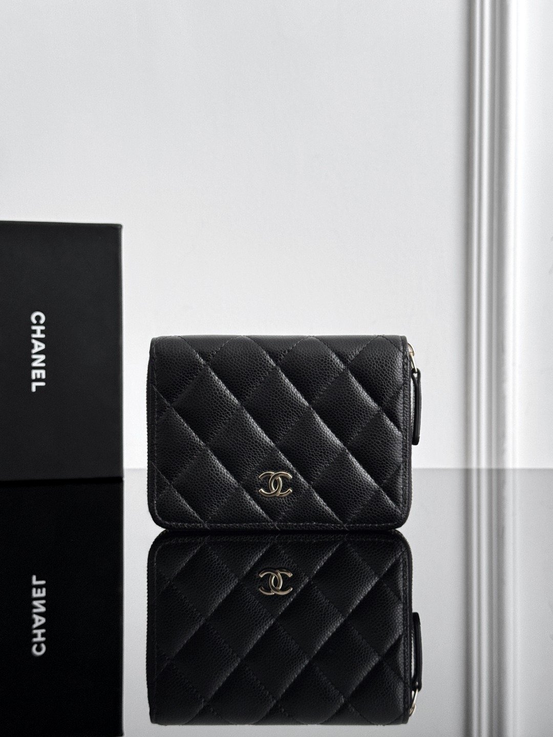 Chanel 25S|黑浅金拉链卡包